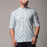 Multicolour Cotton Handblock Printed Shirt - Small Buti Design