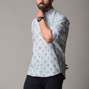 Multicolour Cotton Handblock Printed Shirt - Small Buti Design