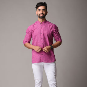 Pink Cotton Handblock Printed Shirt - Rekh Design