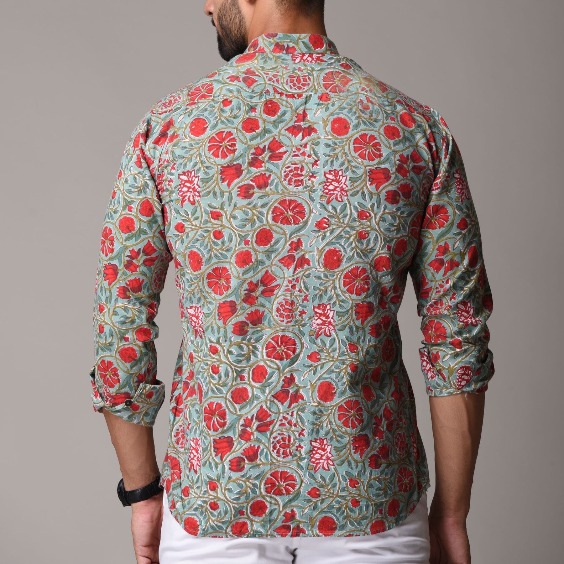 Multicolour Cotton Handblock Printed Shirt - Floral Design