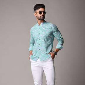 Multicolour Cotton Handblock Printed Shirt - Jaal Print