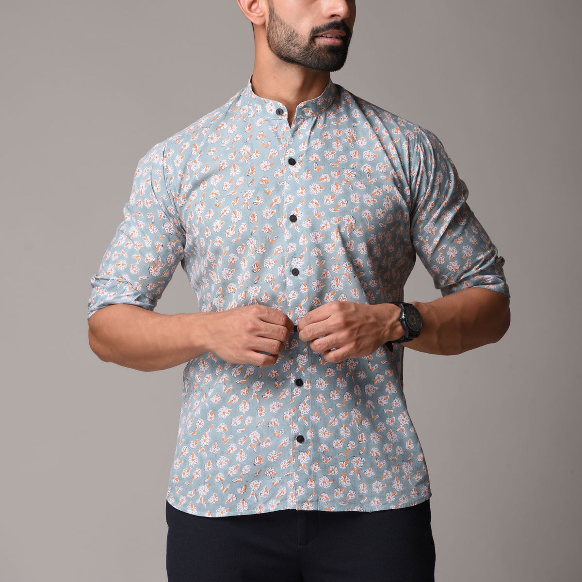 Multicolour Cotton Handblock Printed Shirt - Harshingar Print