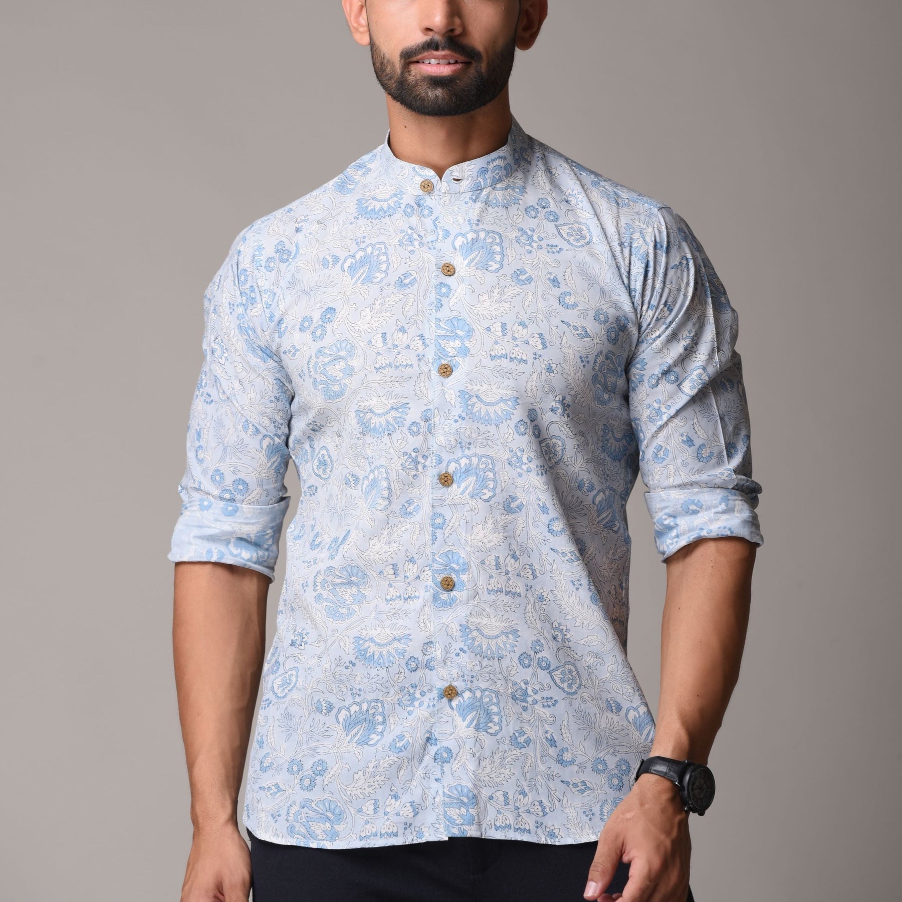 Multicolour Cotton Handblock Printed Shirt - Jaal Print