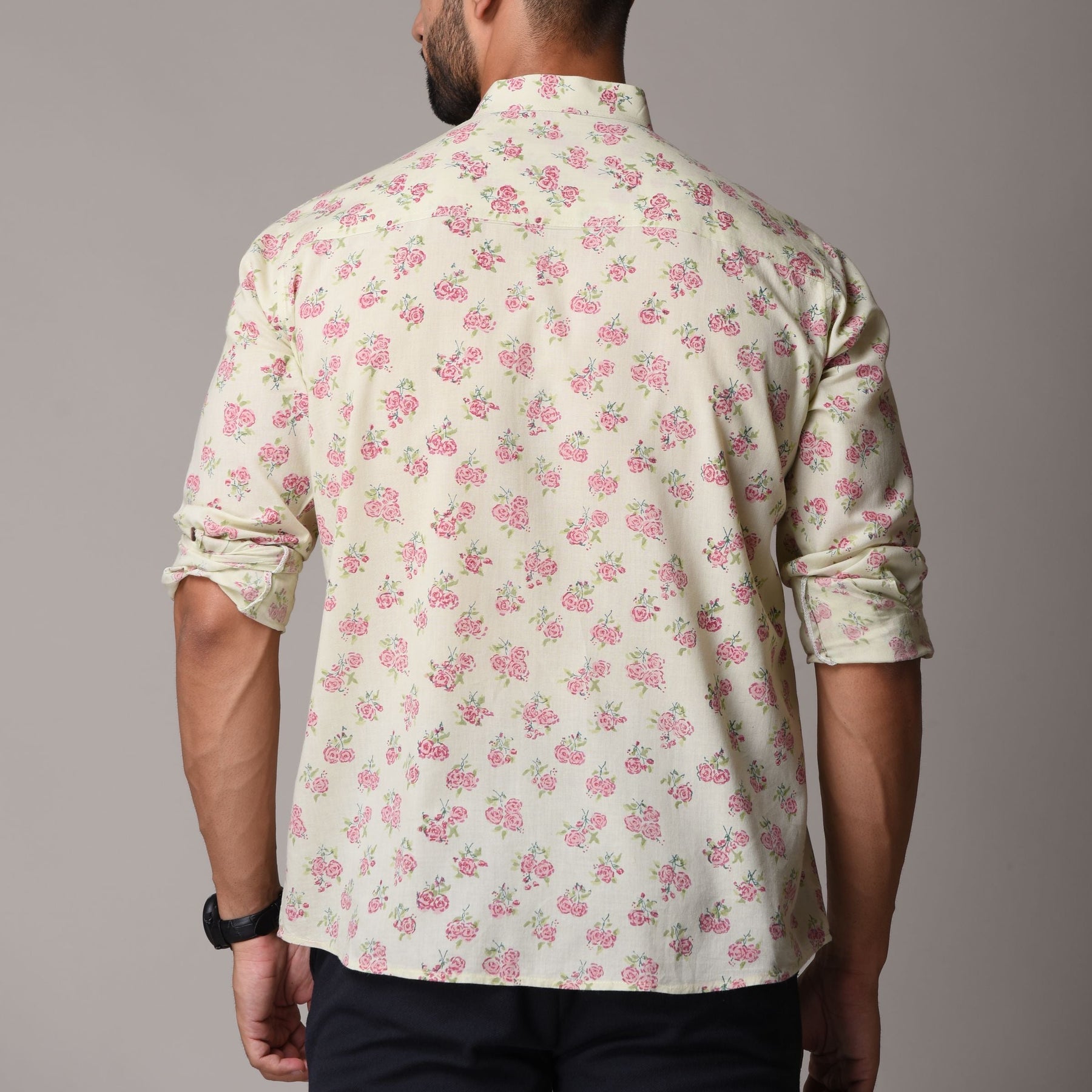 Multicolour Cotton Handblock Printed Shirt - Rose Print