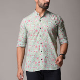 Multicolour Cotton Handblock Printed Shirt - Floral Jaal Print