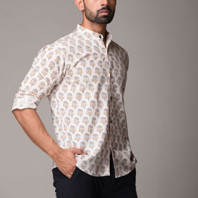 Multicolour Cotton Handblock Printed Shirt - Small Buti Print