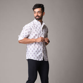 Multicolour Cotton Handblock Printed Shirt - Buti Print