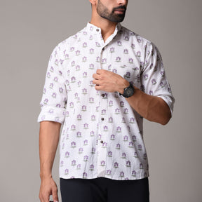 Multicolour Cotton Handblock Printed Shirt - Buti Print