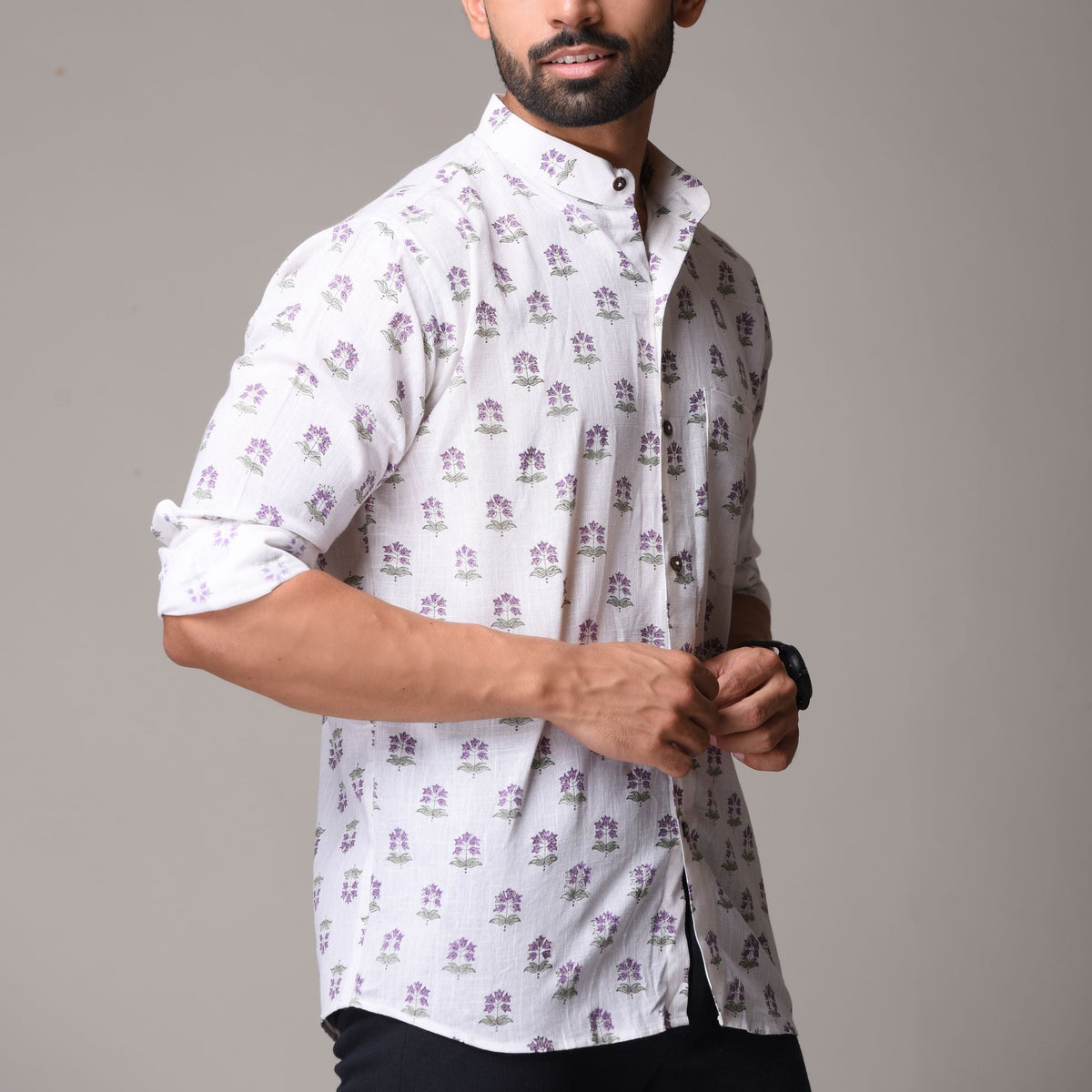 Multicolour Cotton Handblock Printed Shirt - Buti Print