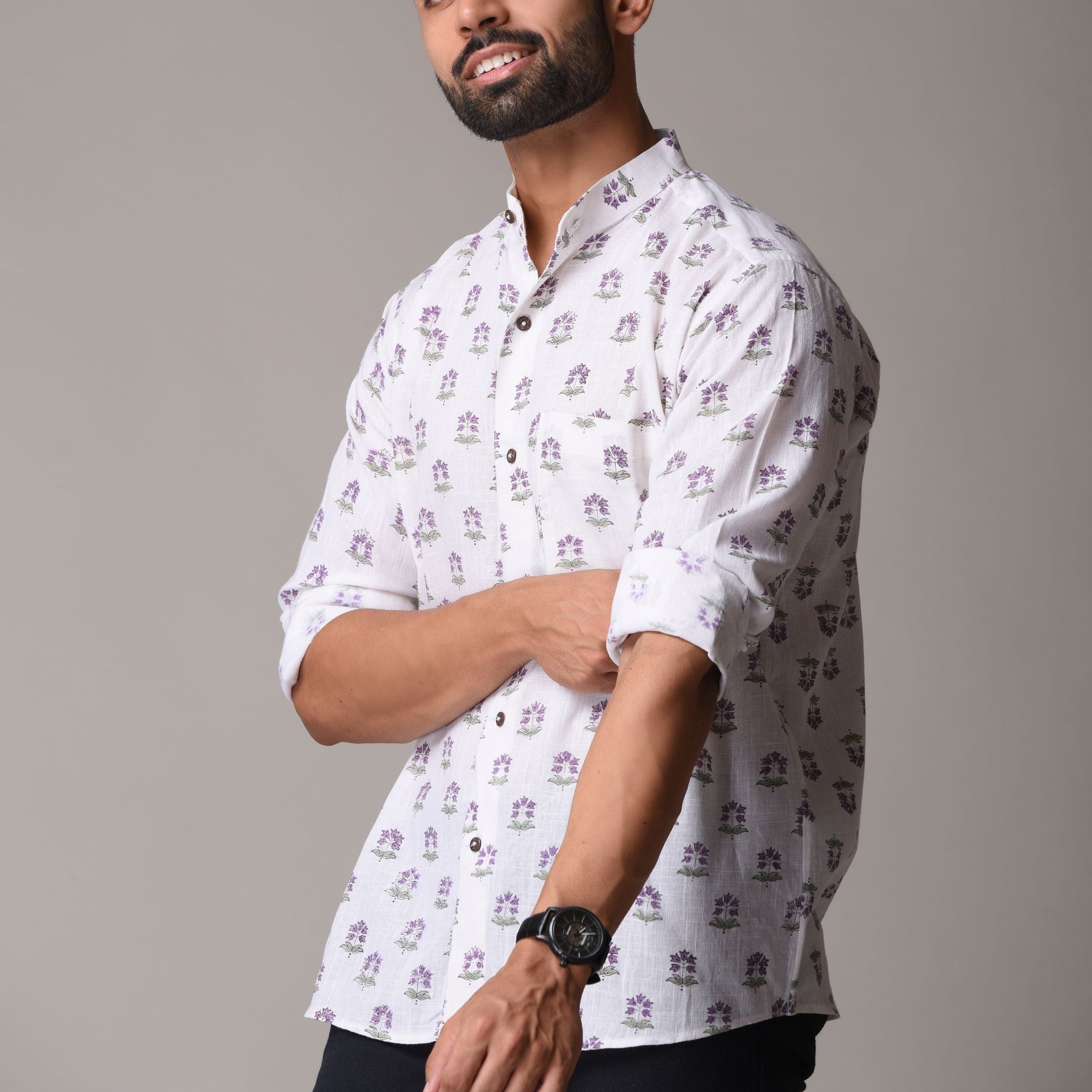 Multicolour Cotton Handblock Printed Shirt - Buti Print