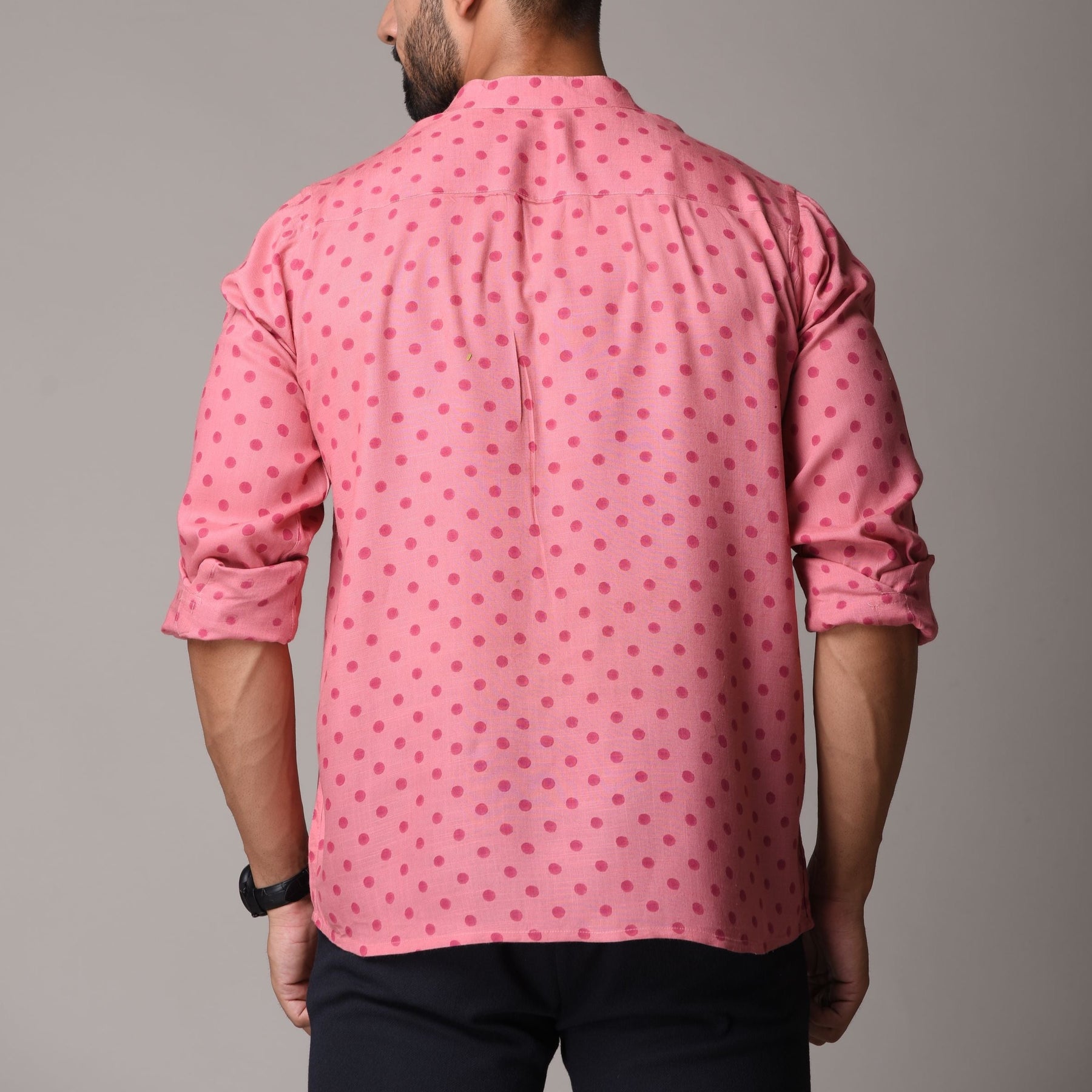 Multicolour Cotton Handblock Printed Shirt - Polka Dot Print