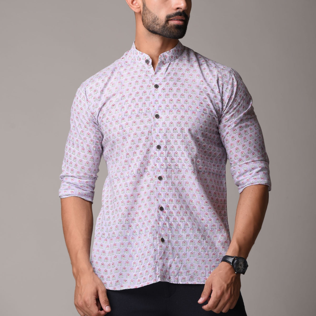 Multicolour Cotton Handblock Printed Shirt - Buti Print