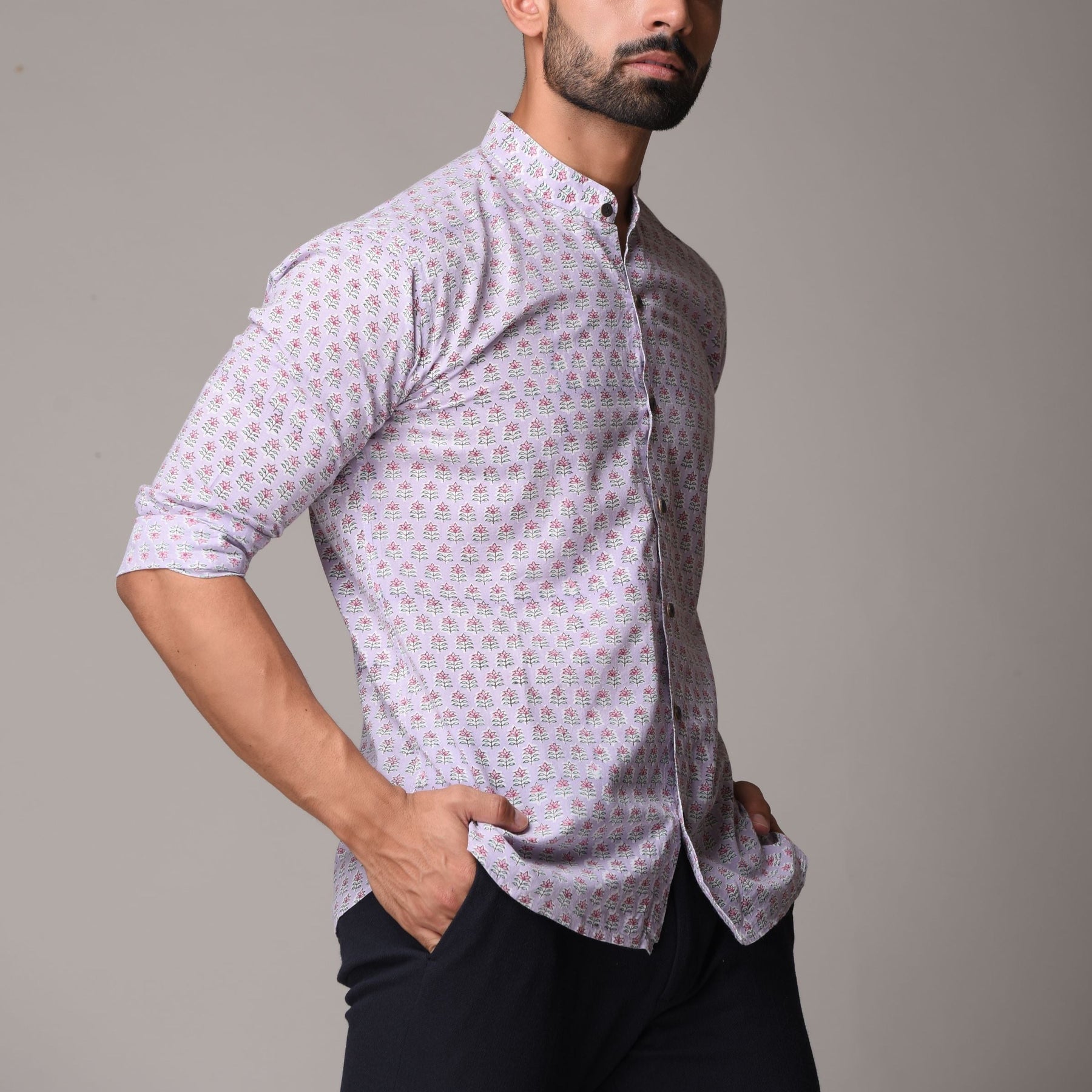 Multicolour Cotton Handblock Printed Shirt - Buti Print