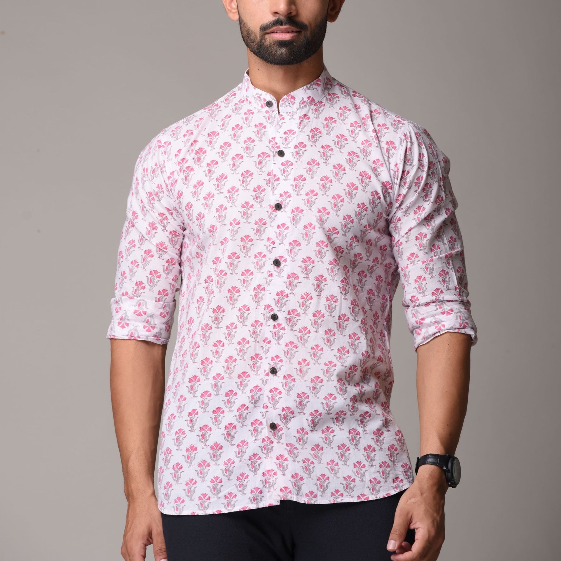 Multicolour Cotton Handblock Printed Shirt - Buti Print