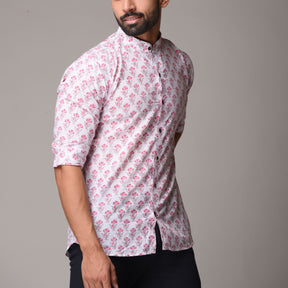 Multicolour Cotton Handblock Printed Shirt - Buti Print