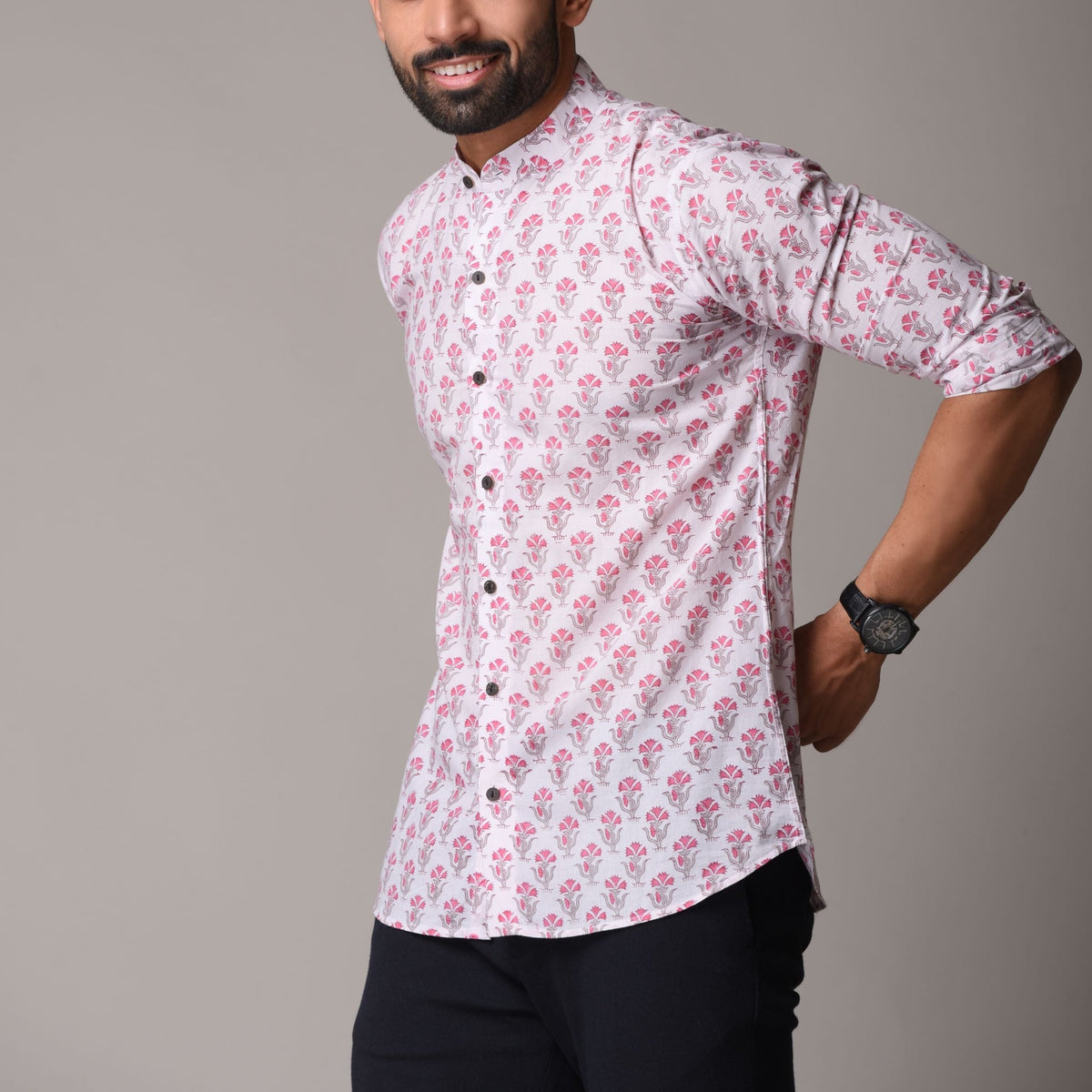 Multicolour Cotton Handblock Printed Shirt - Buti Print