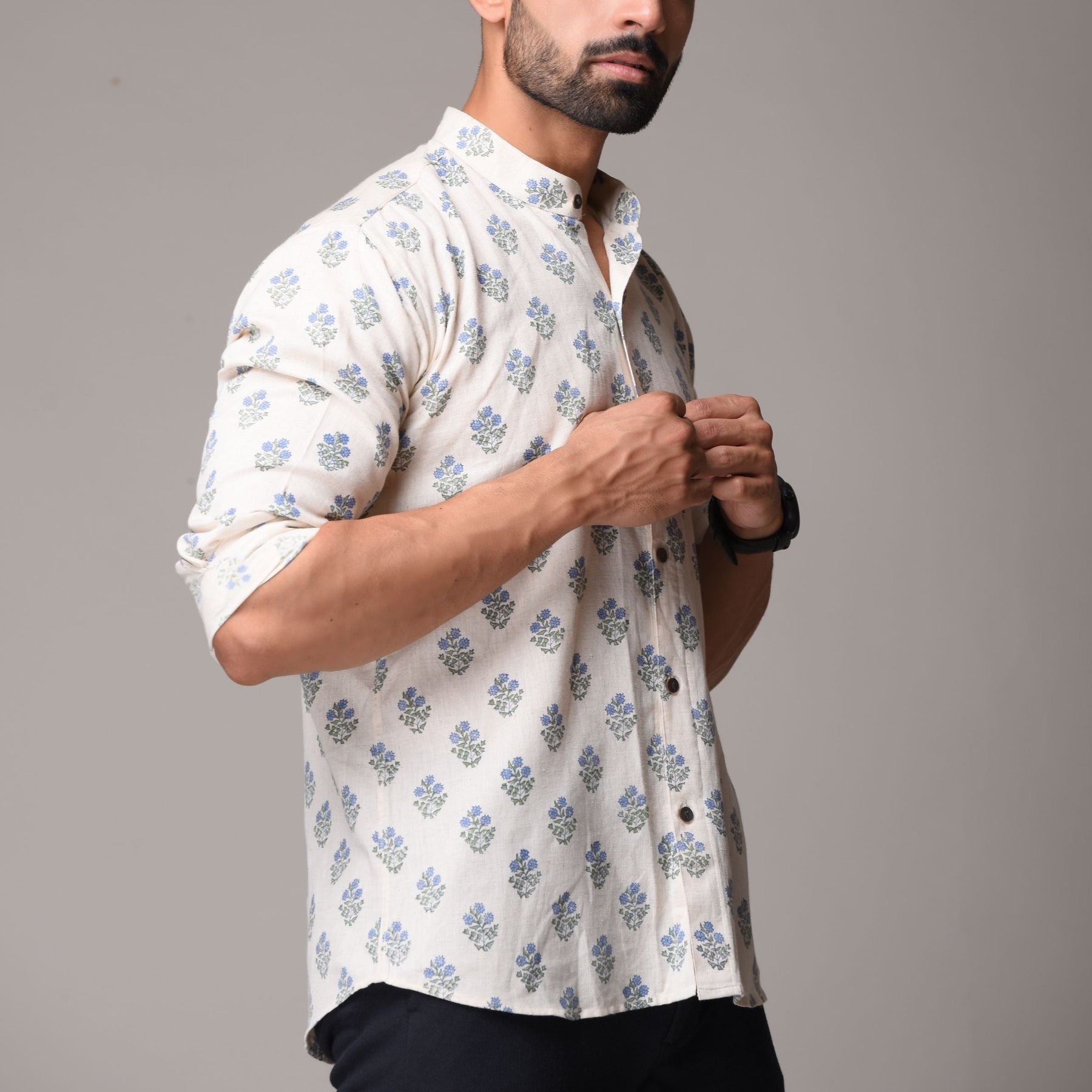 Multicolour Cotton Handblock Printed Shirt - Buti Print