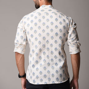 Multicolour Cotton Handblock Printed Shirt - Buti Print