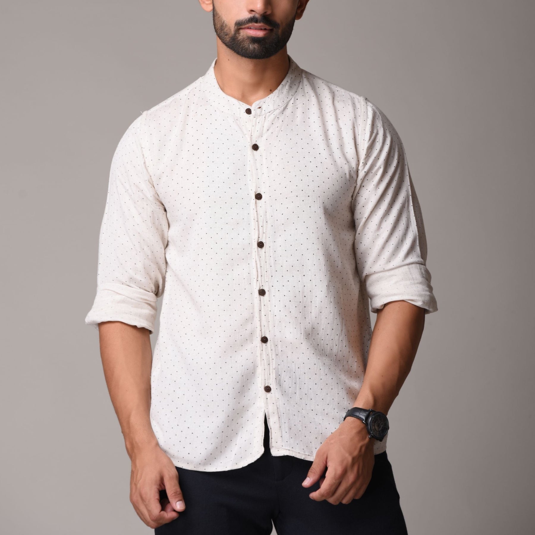 Multicolour Cotton Handblock Printed Shirt - Small Dot Print