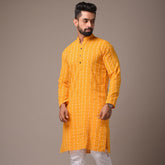 Yellow Cotton Long Kurta