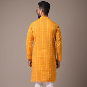 Yellow Cotton Long Kurta