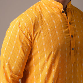 Yellow Cotton Long Kurta