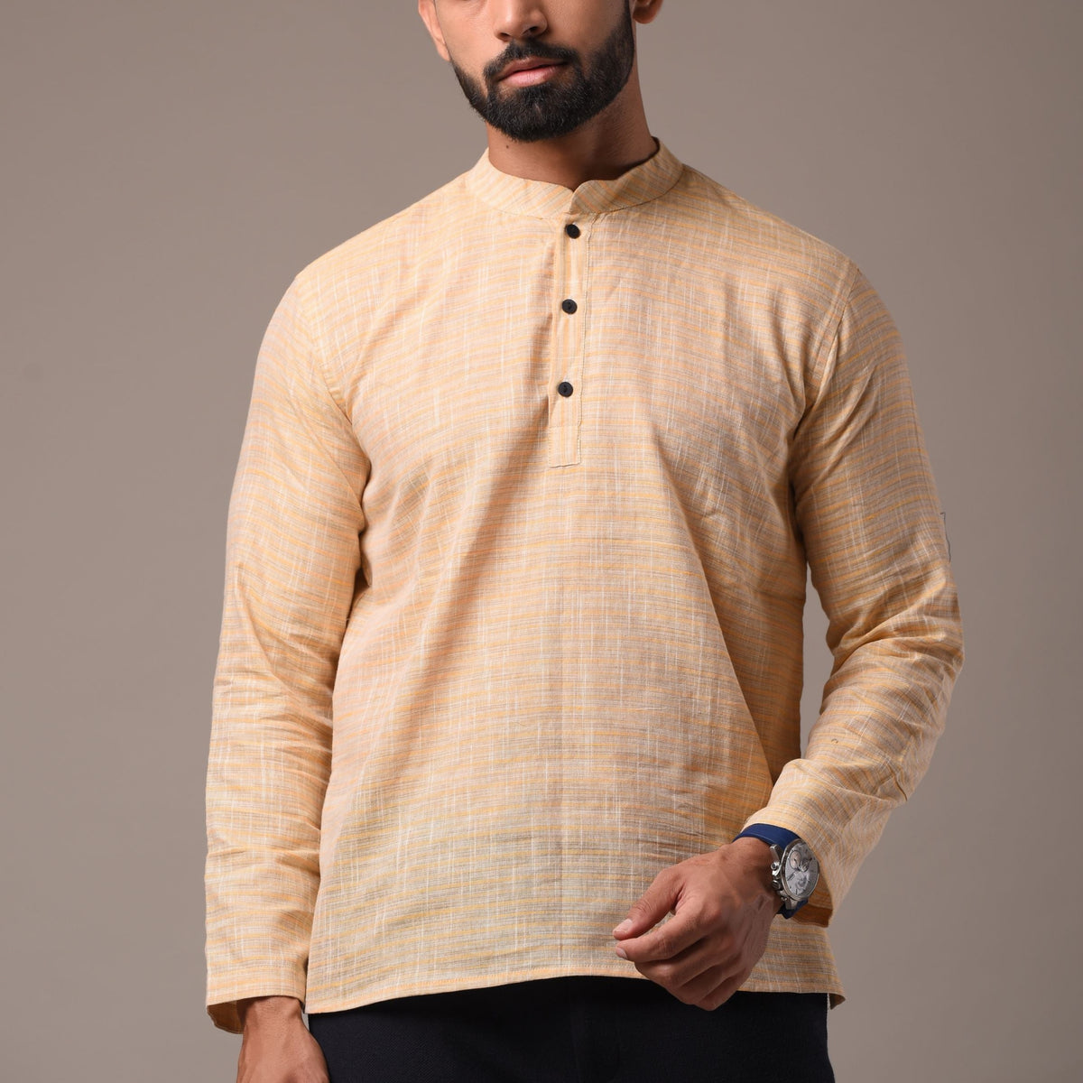 Yellow Cotton Short Kurta