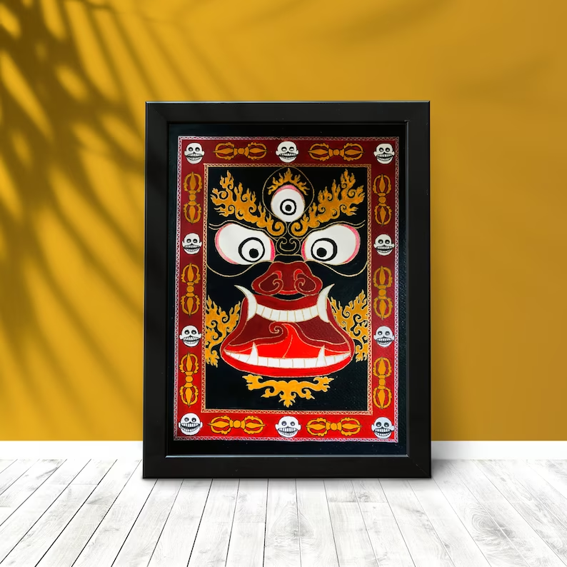 Thangka Painting - Mahakal, Handpainted Original Artwork, Indian Traditional Art, Buddhism - Home Decor