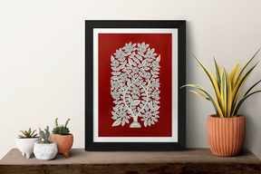 Tree of Life - Kalamkari Painting - Tribal Art, Handpainted Original Artwork, Indian Traditional Art - Home Decor