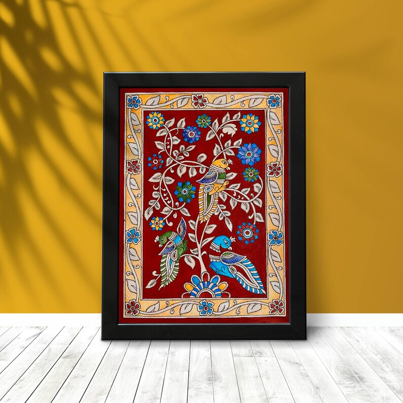 Kalamkari Painting - Tribal Art, Handpainted Original Artwork, Indian Traditional Art - Home Decor