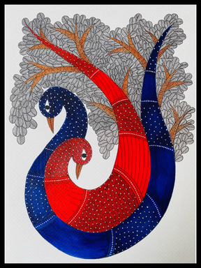 Gond Painting - Tribal Art, Handpainted Original Artwork, Indian Traditional Art - Home Decor