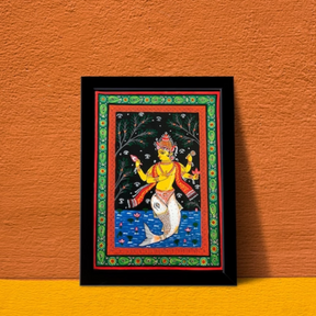 Pattachitra Painting - Matsya Avatar, Handpainted Original Artwork, Indian Traditional Art, Vishnu - Home Decor