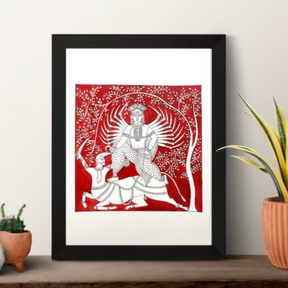 Mata ni Pachedi, Handpainted Original Artwork, Indian Traditional Art - Home Decor - Acrylics on Sheet