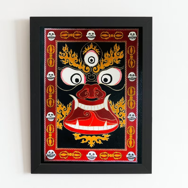 Thangka Painting - Mahakal, Handpainted Original Artwork, Indian Traditional Art, Buddhism - Home Decor